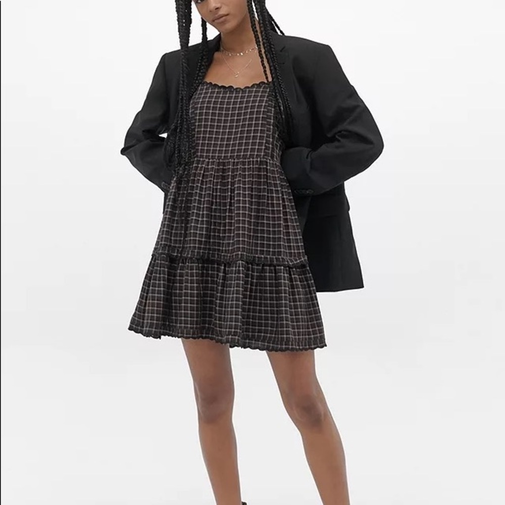 Urban Outfitters Plaid Scallop Mini Dress